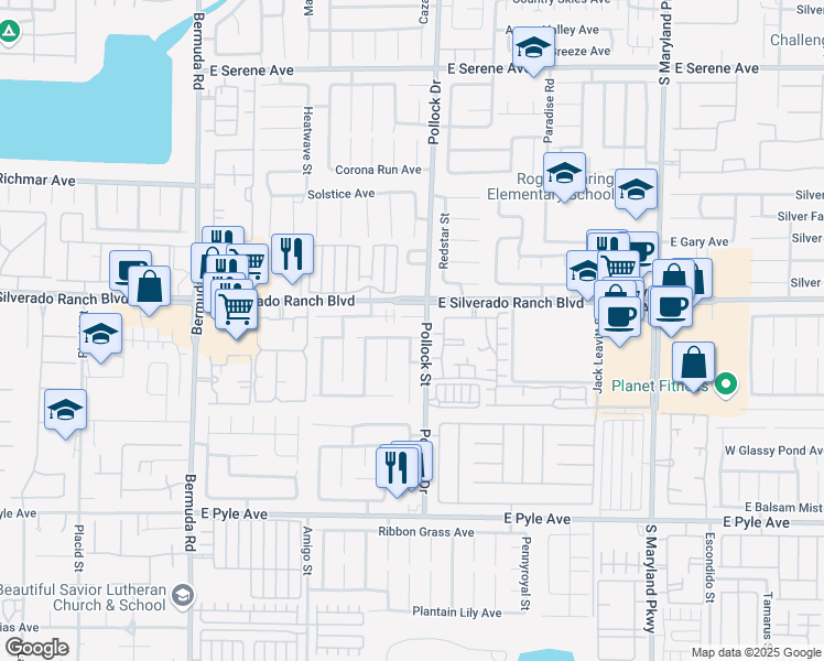 map of restaurants, bars, coffee shops, grocery stores, and more near 760 Canfield Point Avenue in Las Vegas