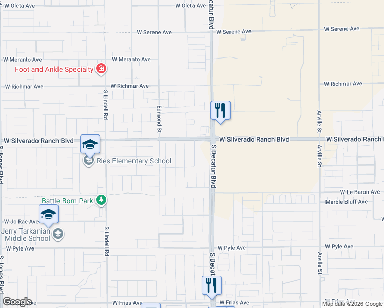 map of restaurants, bars, coffee shops, grocery stores, and more near 9740 Hawk Crest Street in Las Vegas