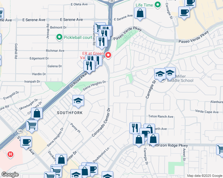 map of restaurants, bars, coffee shops, grocery stores, and more near 330 Quiet Harbor Drive in Henderson