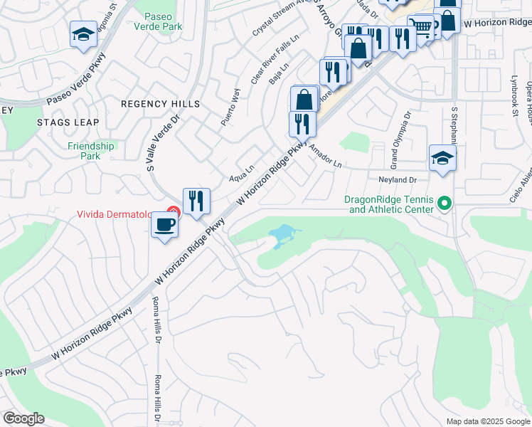 map of restaurants, bars, coffee shops, grocery stores, and more near 1493 Foothills Village Drive in Henderson