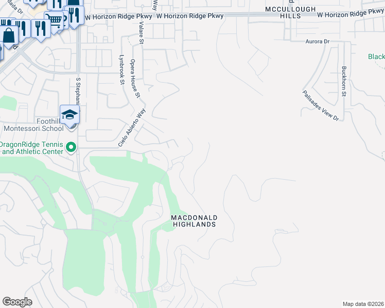 map of restaurants, bars, coffee shops, grocery stores, and more near 386 Solitude Peak Lane in Henderson