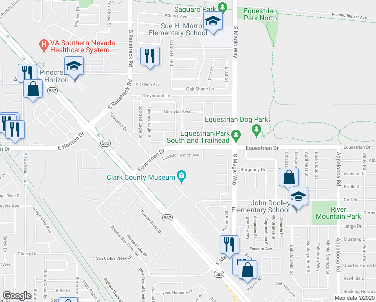 map of restaurants, bars, coffee shops, grocery stores, and more near 1825 Amarillo Ridge Street in Henderson