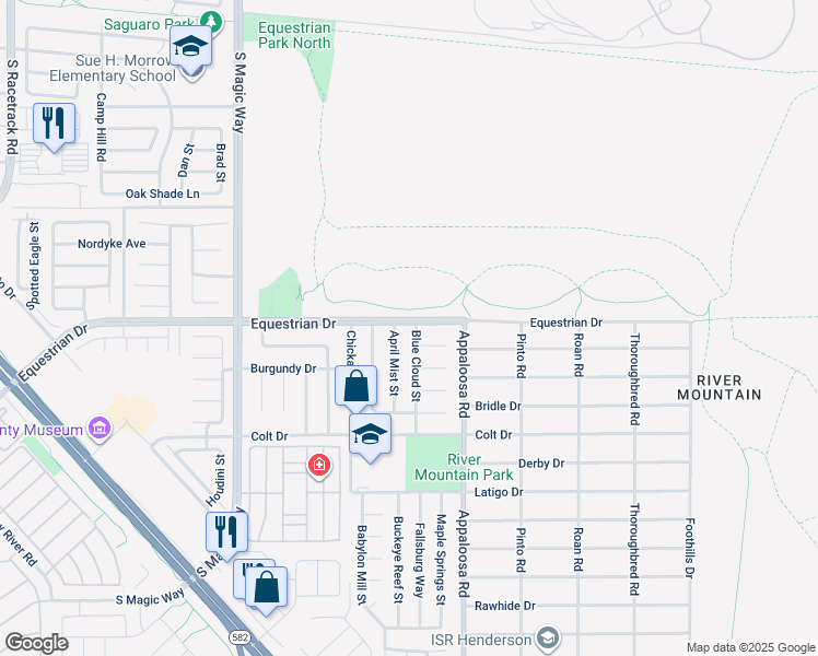 map of restaurants, bars, coffee shops, grocery stores, and more near 1801 Blue Cloud Street in Henderson