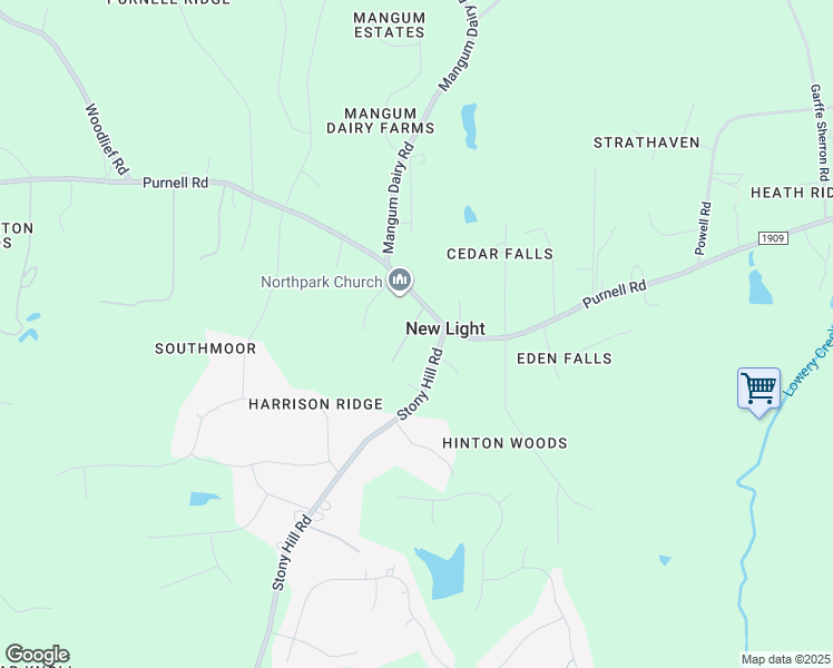map of restaurants, bars, coffee shops, grocery stores, and more near 4505 Purnell Road in Wake Forest