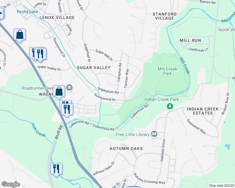 map of restaurants, bars, coffee shops, grocery stores, and more near 7052 Sugarplum Road in Nashville