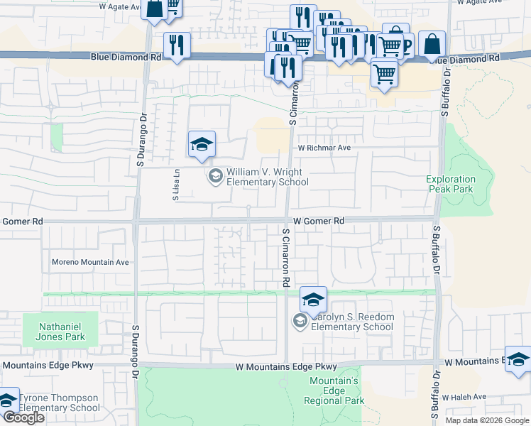 map of restaurants, bars, coffee shops, grocery stores, and more near 9706 Gifthouse Street in Las Vegas