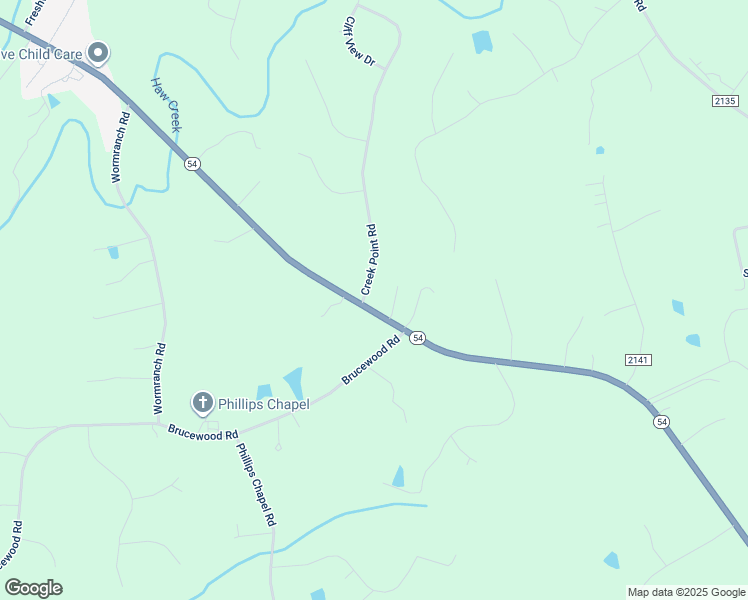 map of restaurants, bars, coffee shops, grocery stores, and more near 3098 Creek Point Road in Graham