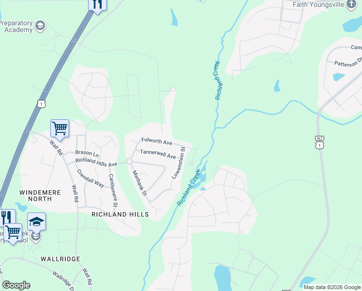 map of restaurants, bars, coffee shops, grocery stores, and more near 816 Fulworth Avenue in Wake Forest