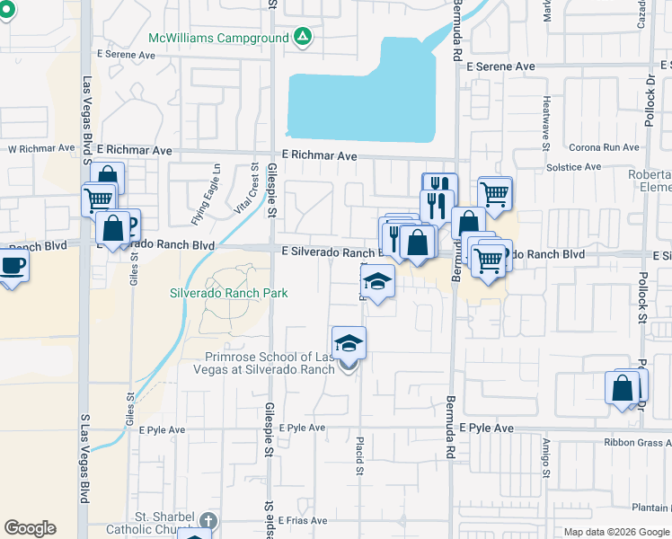 map of restaurants, bars, coffee shops, grocery stores, and more near 9724 La Cienega Street in Las Vegas