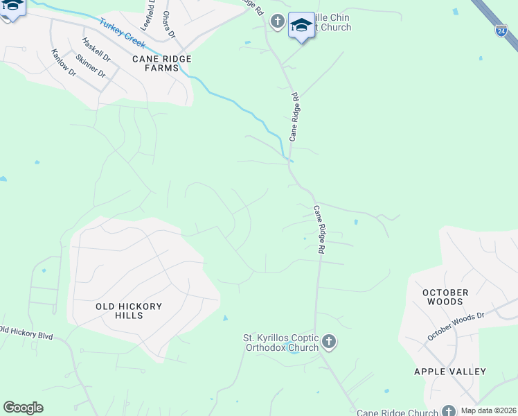 map of restaurants, bars, coffee shops, grocery stores, and more near 5877 Cane Ridge Road in Nashville