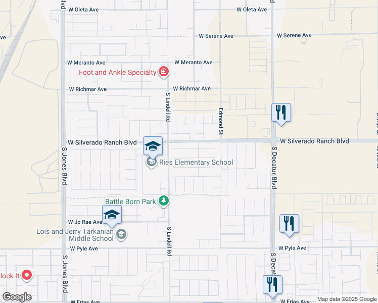 map of restaurants, bars, coffee shops, grocery stores, and more near 5397 Ledgewood Creek Avenue in Las Vegas