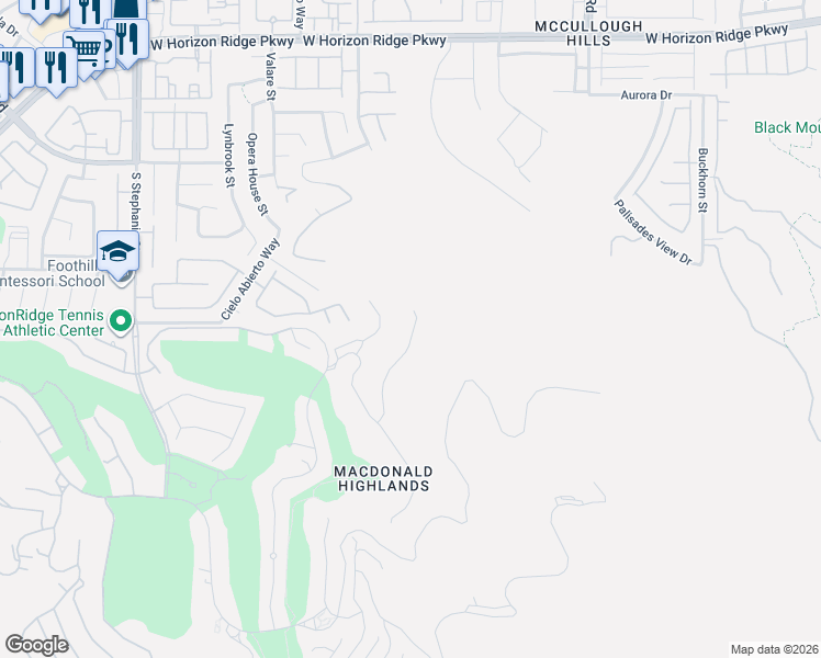 map of restaurants, bars, coffee shops, grocery stores, and more near 375 Tranquil Peak Court in Henderson