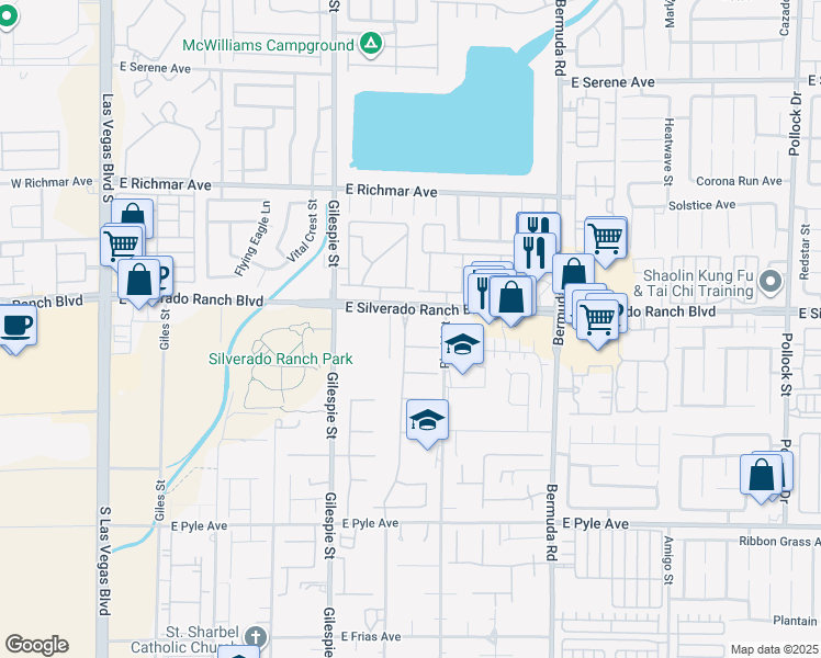 map of restaurants, bars, coffee shops, grocery stores, and more near 9724 La Cienega Street in Las Vegas
