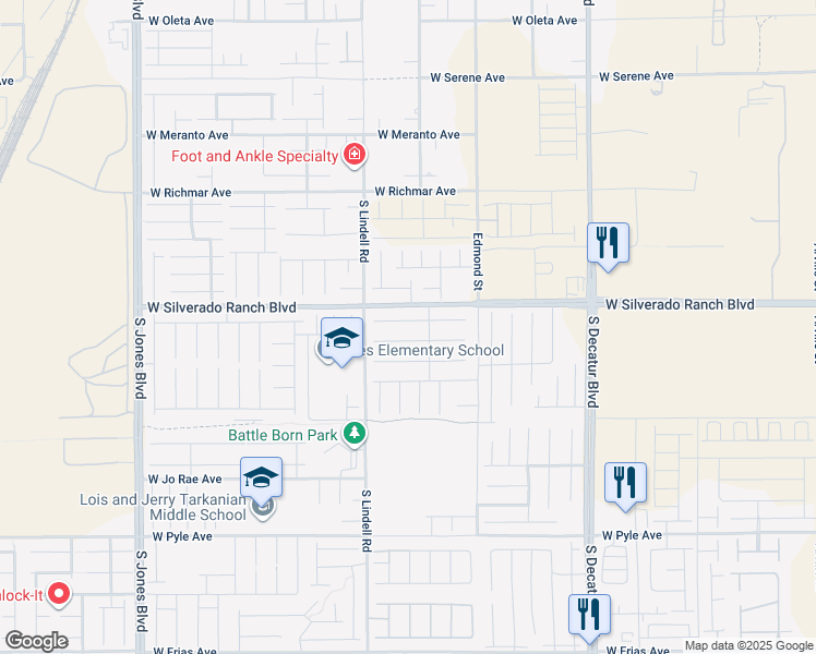 map of restaurants, bars, coffee shops, grocery stores, and more near 5397 Ledgewood Creek Avenue in Las Vegas