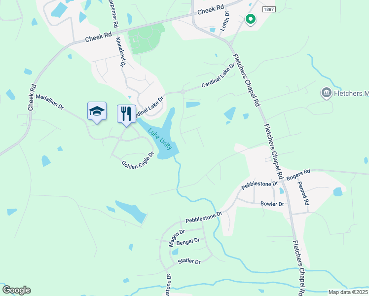 map of restaurants, bars, coffee shops, grocery stores, and more near 1101 Whispering Oak Lane in Durham