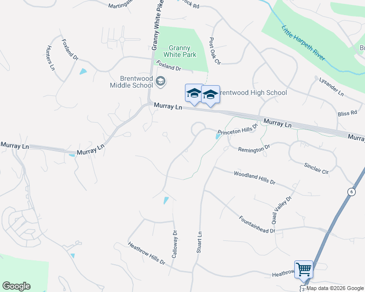 map of restaurants, bars, coffee shops, grocery stores, and more near 5201 Shaw Court in Brentwood