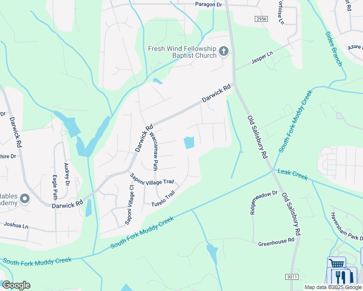 map of restaurants, bars, coffee shops, grocery stores, and more near 4870 Stony Creek Lane in Winston Salem
