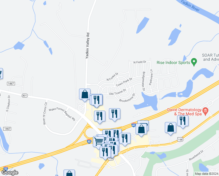 map of restaurants, bars, coffee shops, grocery stores, and more near 118 Greenway Street in Advance