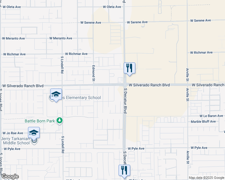 map of restaurants, bars, coffee shops, grocery stores, and more near 9729 Hawk Crest Street in Las Vegas
