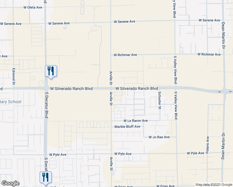 map of restaurants, bars, coffee shops, grocery stores, and more near 4366 West Landberg Avenue in Las Vegas