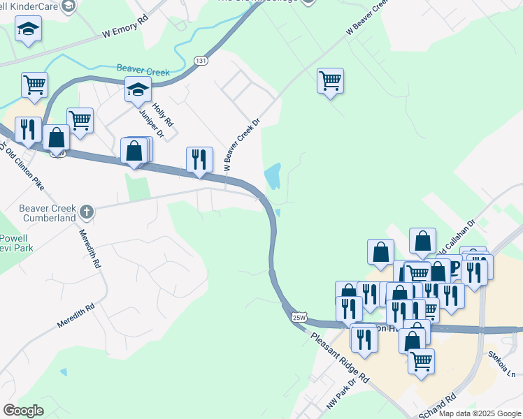 map of restaurants, bars, coffee shops, grocery stores, and more near 6985 Clinton Highway in Knoxville