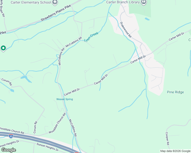 map of restaurants, bars, coffee shops, grocery stores, and more near 8553 Carter Mill Drive in Strawberry Plains