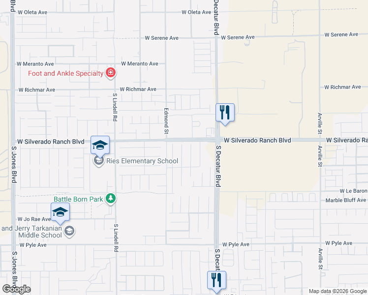 map of restaurants, bars, coffee shops, grocery stores, and more near 9713 Toad Hollow Street in Las Vegas