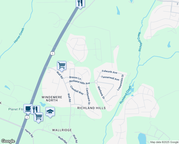map of restaurants, bars, coffee shops, grocery stores, and more near 1430 Chatuga Way in Wake Forest