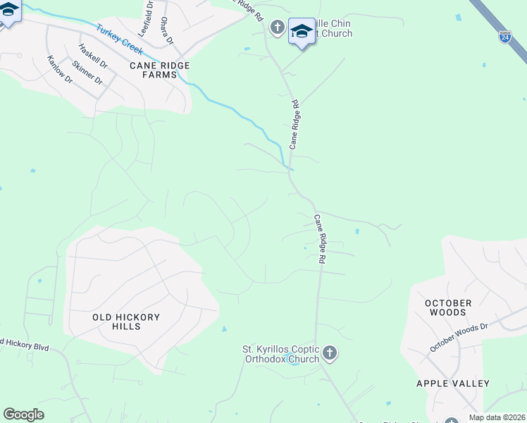 map of restaurants, bars, coffee shops, grocery stores, and more near 5831 Cane Ridge Road in Nashville