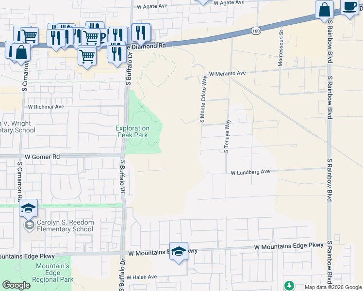 map of restaurants, bars, coffee shops, grocery stores, and more near 7565 West Gary Avenue in Las Vegas