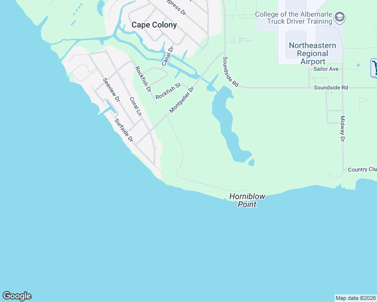 map of restaurants, bars, coffee shops, grocery stores, and more near 115 Bella Vista Drive in Edenton