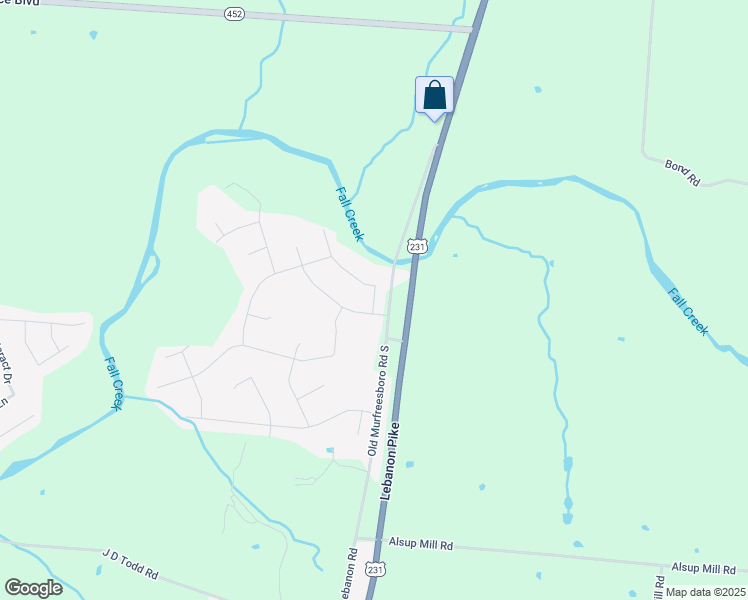 map of restaurants, bars, coffee shops, grocery stores, and more near Creekbend Lane in Murfreesboro