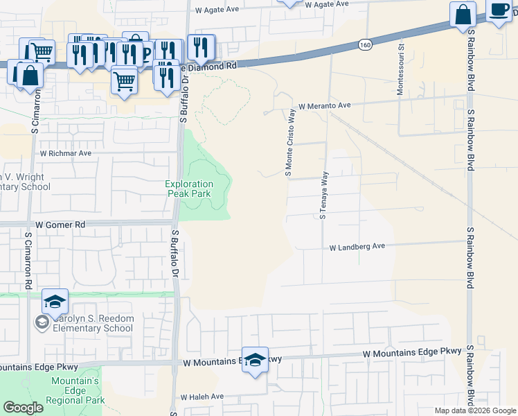 map of restaurants, bars, coffee shops, grocery stores, and more near 4330 South Valley View Boulevard in Las Vegas