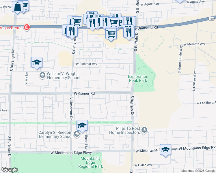 map of restaurants, bars, coffee shops, grocery stores, and more near 9625 Stonily Lane in Las Vegas