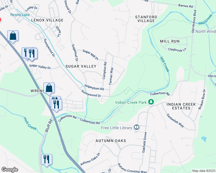 map of restaurants, bars, coffee shops, grocery stores, and more near 7312 Campton Road in Nashville