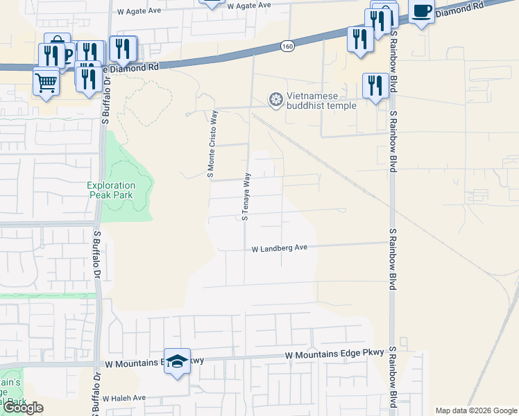 map of restaurants, bars, coffee shops, grocery stores, and more near 7251 Apple Bluff Avenue in Las Vegas