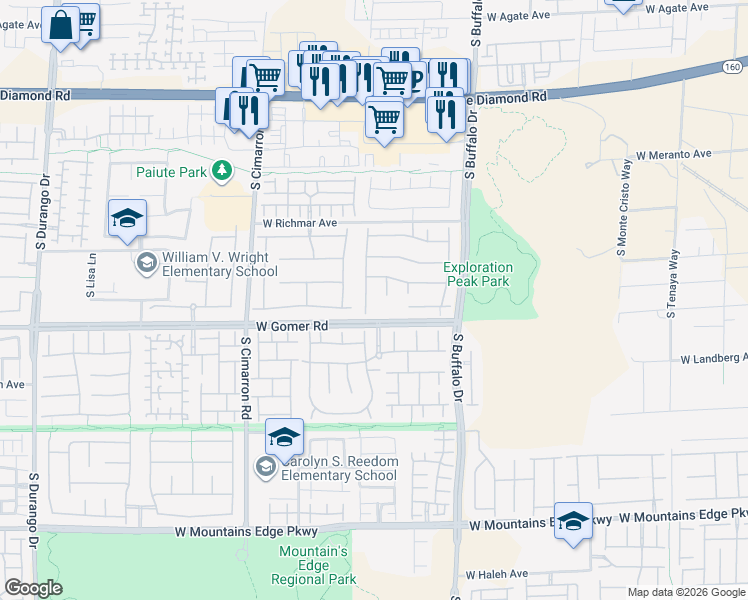map of restaurants, bars, coffee shops, grocery stores, and more near 9625 Stonily Lane in Las Vegas