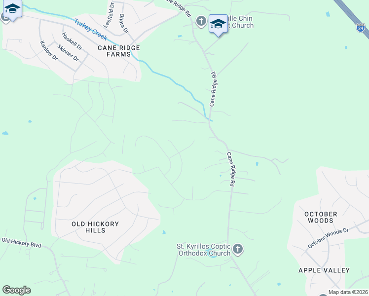 map of restaurants, bars, coffee shops, grocery stores, and more near 5831 Cane Ridge Road in Nashville