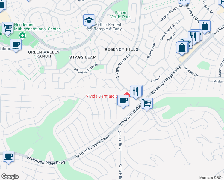 map of restaurants, bars, coffee shops, grocery stores, and more near 1811 Country Meadows Drive in Henderson