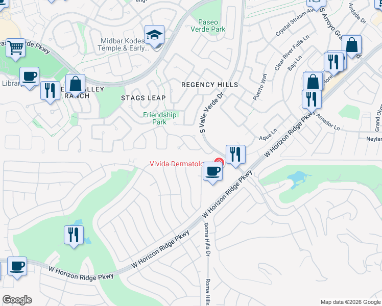 map of restaurants, bars, coffee shops, grocery stores, and more near 1816 Country Meadows Drive in Henderson