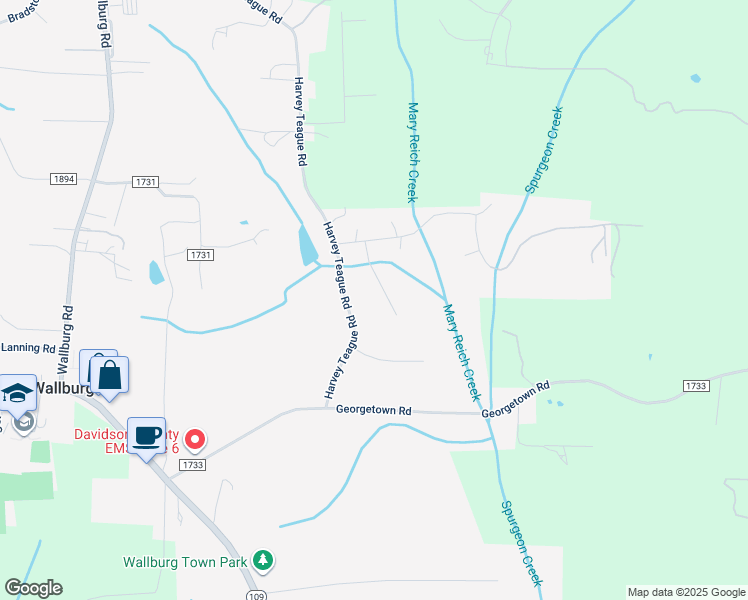 map of restaurants, bars, coffee shops, grocery stores, and more near 242 Overbrook Drive in Winston-Salem
