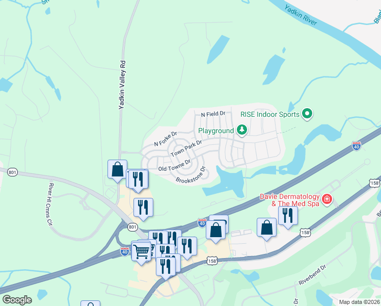 map of restaurants, bars, coffee shops, grocery stores, and more near 112 Waverly Street in Advance