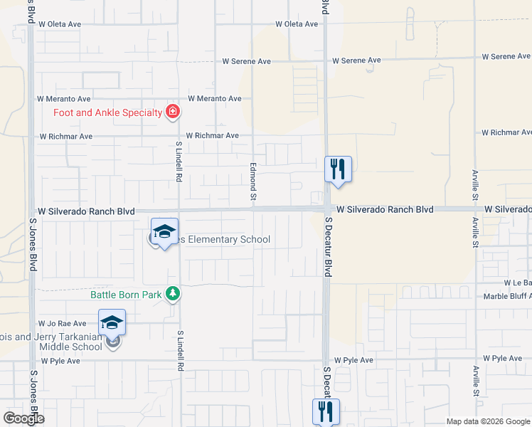 map of restaurants, bars, coffee shops, grocery stores, and more near 9717 Panther Hollow Street in Las Vegas