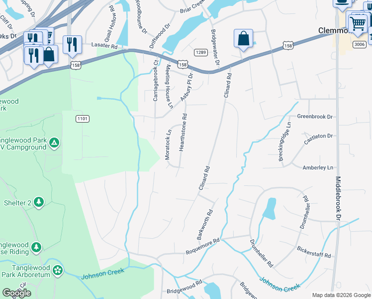 map of restaurants, bars, coffee shops, grocery stores, and more near 4832 Hearthstone Road in Clemmons