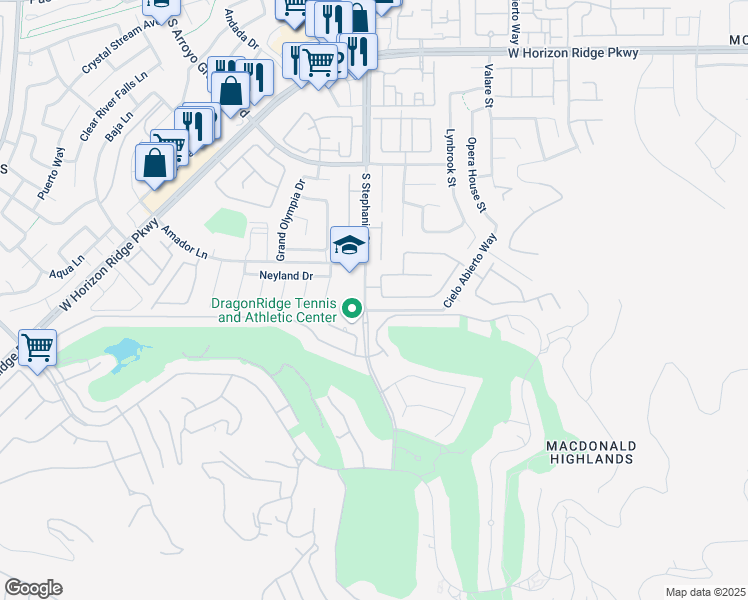 map of restaurants, bars, coffee shops, grocery stores, and more near 1384 Calle Calma in Henderson