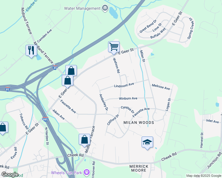 map of restaurants, bars, coffee shops, grocery stores, and more near 2316 Lindmont Avenue in Durham