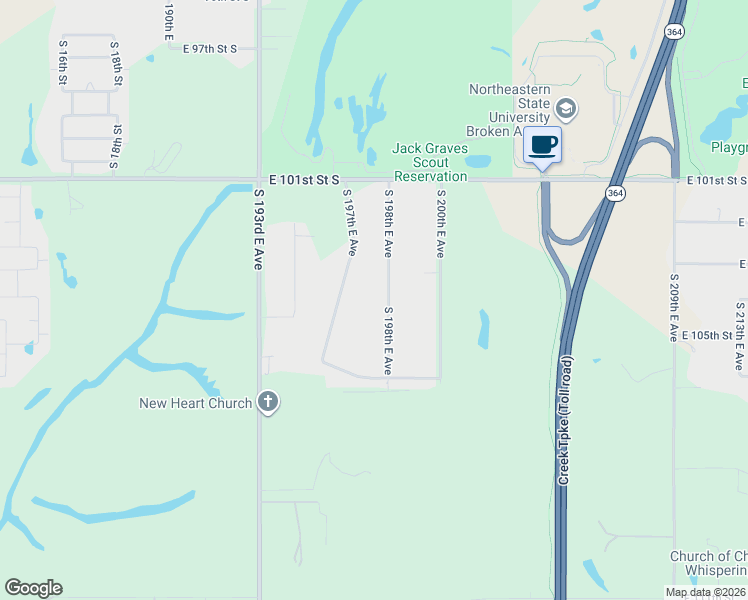 map of restaurants, bars, coffee shops, grocery stores, and more near 10314 South 198th East Avenue in Broken Arrow