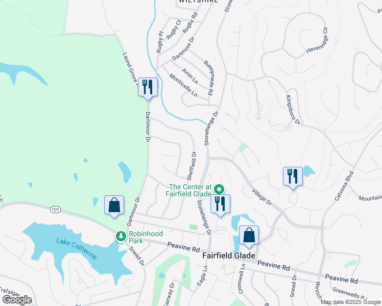 map of restaurants, bars, coffee shops, grocery stores, and more near in Crossville