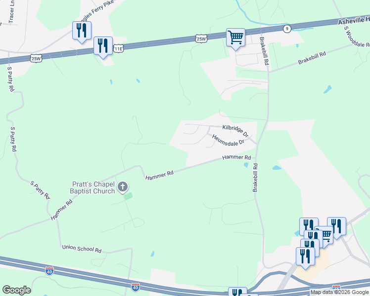map of restaurants, bars, coffee shops, grocery stores, and more near 7326 Carowinds Lane in Knoxville