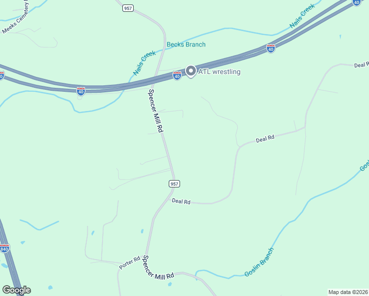 map of restaurants, bars, coffee shops, grocery stores, and more near 1937 Spencer Mill Road in Burns